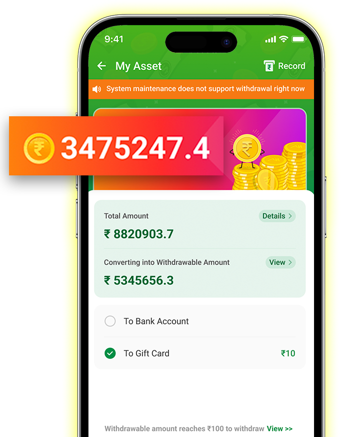 Instant Withdrawals on Taurus Money Earning App-phone